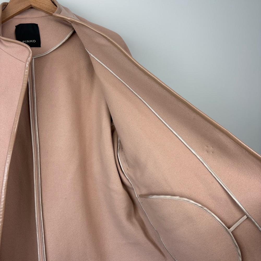 Pinko Wool Blend Coat Blush Pink‎ Womens Sz 2 Tie Waist - Picture 15 of 16